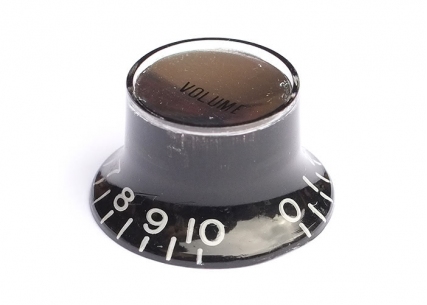 Bell Knob w/Reflector Cap • Metric • Black/Silver • Volume