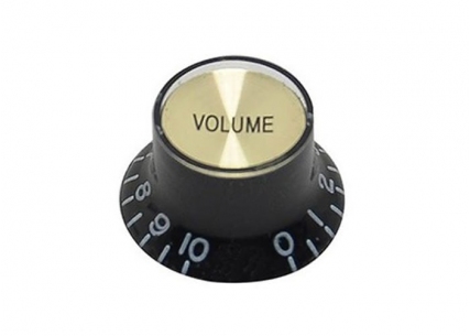 Bell Knob w/Reflector Cap • USA • Black/Gold • Volume