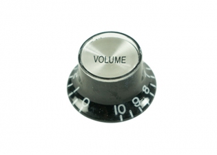 Bell Knob w/Reflector Cap • USA • Left Handed • Black/Silver • Volume