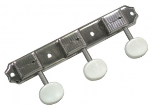 3x3 On-A-Plate Tuners Made In Japan • White Oval Button • Nickel