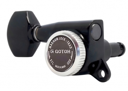 Gotoh® 6-In-Line MGT Locking Tuners • SG381 • Black • Small Modern Button • Staggered • Left Handed