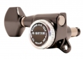 Gotoh® 6-In-Line MGT Locking Tuners • SG381 • Cosmo Black • Small Modern Button • Left Handed
