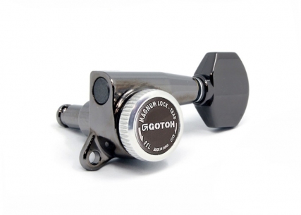 Gotoh® 6-In-Line MGT Staggered Locking Tuners • SG381 • Cosmo Black • Small Modern Button