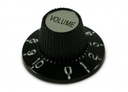 Kluson® Witch Hat Knob • Black w/Silver Top • Volume