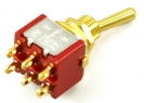 Mini Toggle Switch • 3-Way • On/Off/On • Gold
