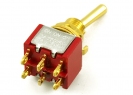 Mini Toggle Switch • 3-Way • On/On/On • Gold