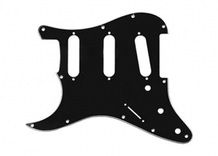 Stratocaster® Style Pickguard • 11 Hole • Black/White/Black • Left Handed