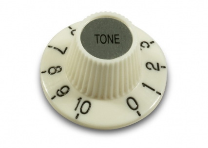 Kluson® Witch Hat Knob • Antique White w/Silver Top • Tone